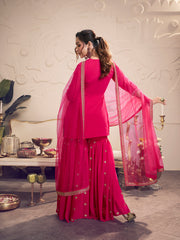 Women Floral Embroidered Regular Kurta with Sharara & With Dupatta