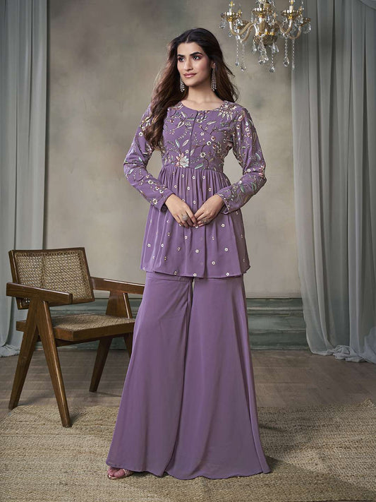 Floral Embroidered Tunic With Palazzo Co-Ord Set