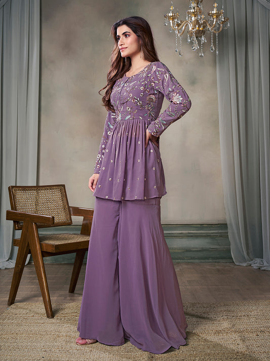 Floral Embroidered Tunic With Palazzo Co-Ord Set