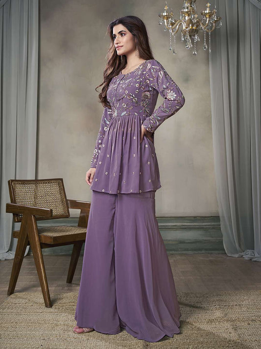 Floral Embroidered Tunic With Palazzo Co-Ord Set