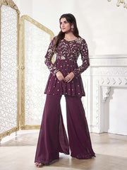 Floral Embroidered Tunic With Palazzo Co-Ord Set