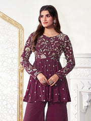 Floral Embroidered Tunic With Palazzo Co-Ord Set