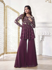 Floral Embroidered Tunic With Palazzo Co-Ord Set
