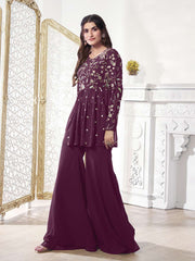 Floral Embroidered Tunic With Palazzo Co-Ord Set