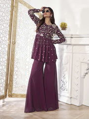 Floral Embroidered Tunic With Palazzo Co-Ord Set