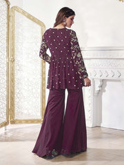 Floral Embroidered Tunic With Palazzo Co-Ord Set