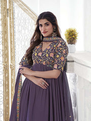 Women Floral Printed Thread Work Floral Georgette Kurta