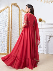 Women Floral Embroidered Thread Work Floral Georgette Kurta