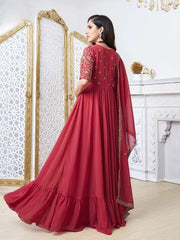 Women Floral Embroidered Thread Work Floral Georgette Kurta
