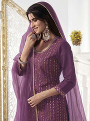 Women Ethnic Motifs Sequinned Embroidered Kurta Set with Dupatta