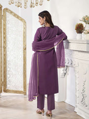 Women Ethnic Motifs Sequinned Embroidered Kurta Set with Dupatta
