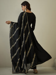 Women Floral Embroidered Regular Sequinned Kurta with Trousers & With Dupatta