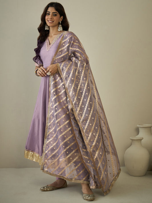 Women Yoke Design Regular Kurta with Trousers & With Dupatta