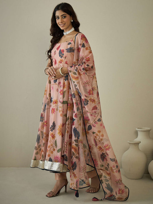 Women Floral Printed Regular Kurta with Trousers & With Dupatta