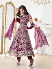 Women Floral Embroidered Regular Thread Work Kurta with Trousers & With Dupatta