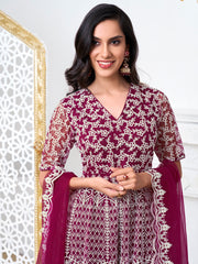 Women Floral Embroidered Regular Thread Work Kurta with Trousers & With Dupatta