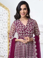 Women Floral Embroidered Regular Thread Work Kurta with Trousers & With Dupatta