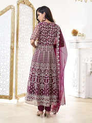 Women Floral Embroidered Regular Thread Work Kurta with Trousers & With Dupatta
