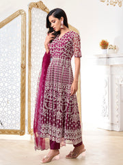 Women Floral Embroidered Regular Thread Work Kurta with Trousers & With Dupatta