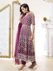 Women Floral Embroidered Regular Thread Work Kurta with Trousers & With Dupatta