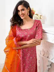 Women Ethnic Motifs Printed Regular Kurta with Trousers & With Dupatta