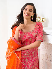 Women Ethnic Motifs Printed Regular Kurta with Trousers & With Dupatta