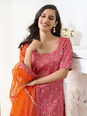 Women Ethnic Motifs Printed Regular Kurta with Trousers & With Dupatta