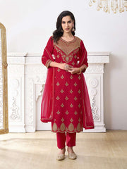 Women Ethnic Motifs Embroidered Regular Sequinned Kurta with Trousers & With Dupatta