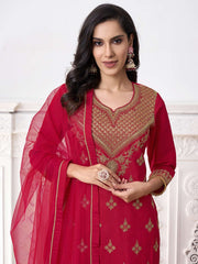 Women Ethnic Motifs Embroidered Regular Sequinned Kurta with Trousers & With Dupatta