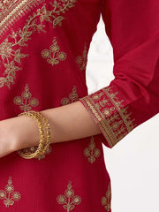Women Ethnic Motifs Embroidered Regular Sequinned Kurta with Trousers & With Dupatta