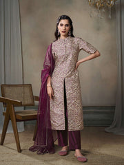 Women Ethnic Motifs Regular Sequinned Kurta with Trousers & With Dupatta
