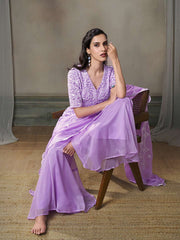 Floral Embroidered Kurta With Palazzos & Dupatta