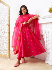 Women Floral Embroidered Regular Sequinned Kurta with Trousers & With Dupatta