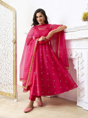 Women Floral Embroidered Regular Sequinned Kurta with Trousers & With Dupatta