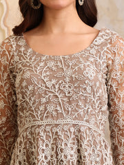 Women Floral Embroidered Round Neck Anarkali Kurta With Trousers & Dupatta