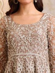 Women Floral Embroidered Round Neck Anarkali Kurta With Trousers & Dupatta
