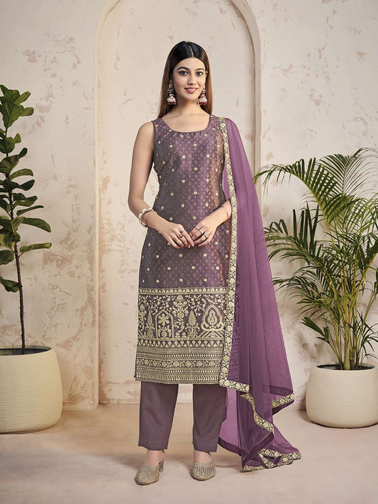 Women Ethnic Motifs Embroidered Regular Kurta with Trousers & With Dupatta