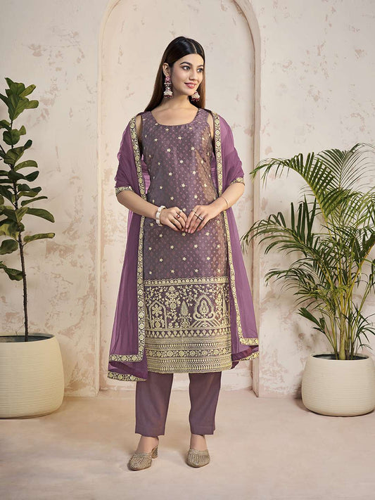 Women Ethnic Motifs Embroidered Regular Kurta with Trousers & With Dupatta
