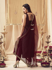 Women Ethnic Motifs Embroidered Regular Kurta with Trousers & With Dupatta