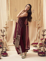 Women Ethnic Motifs Embroidered Regular Kurta with Trousers & With Dupatta
