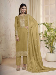 Women Ethnic Motifs Yoke Design Regular Sequinned Kurta with Trousers & With Dupatta
