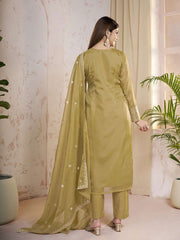 Women Ethnic Motifs Yoke Design Regular Sequinned Kurta with Trousers & With Dupatta