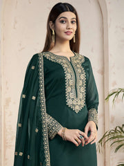 Women Ethnic Motifs Embroidered Regular Sequinned Kurta with Trousers & With Dupatta