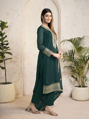 Women Ethnic Motifs Embroidered Regular Sequinned Kurta with Trousers & With Dupatta