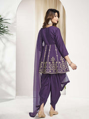 Women Ethnic Motifs Yoke Design Empire Thread Work Kurta with Dhoti Pants & With Dupatta