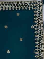 Floral Embroidered Sequinned Georgette Straight Kurta With Trousers & Dupatta