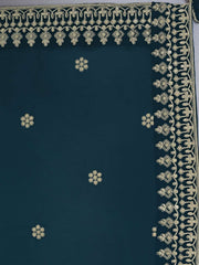 Floral Embroidered Sequinned Georgette Straight Kurta With Trousers & Dupatta