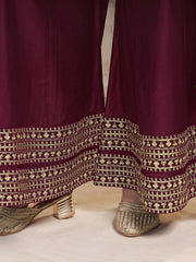 Women Ethnic Motifs Embroidered Regular Sequinned Kurta with Sharara & With Dupatta