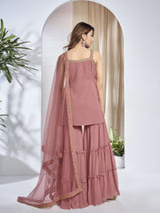 Women Floral Embroidered Regular Thread Work Kurta with Sharara & With Dupatta