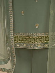 Women Floral Yoke Design Regular Sequinned Kurta with Palazzos & With Dupatta
